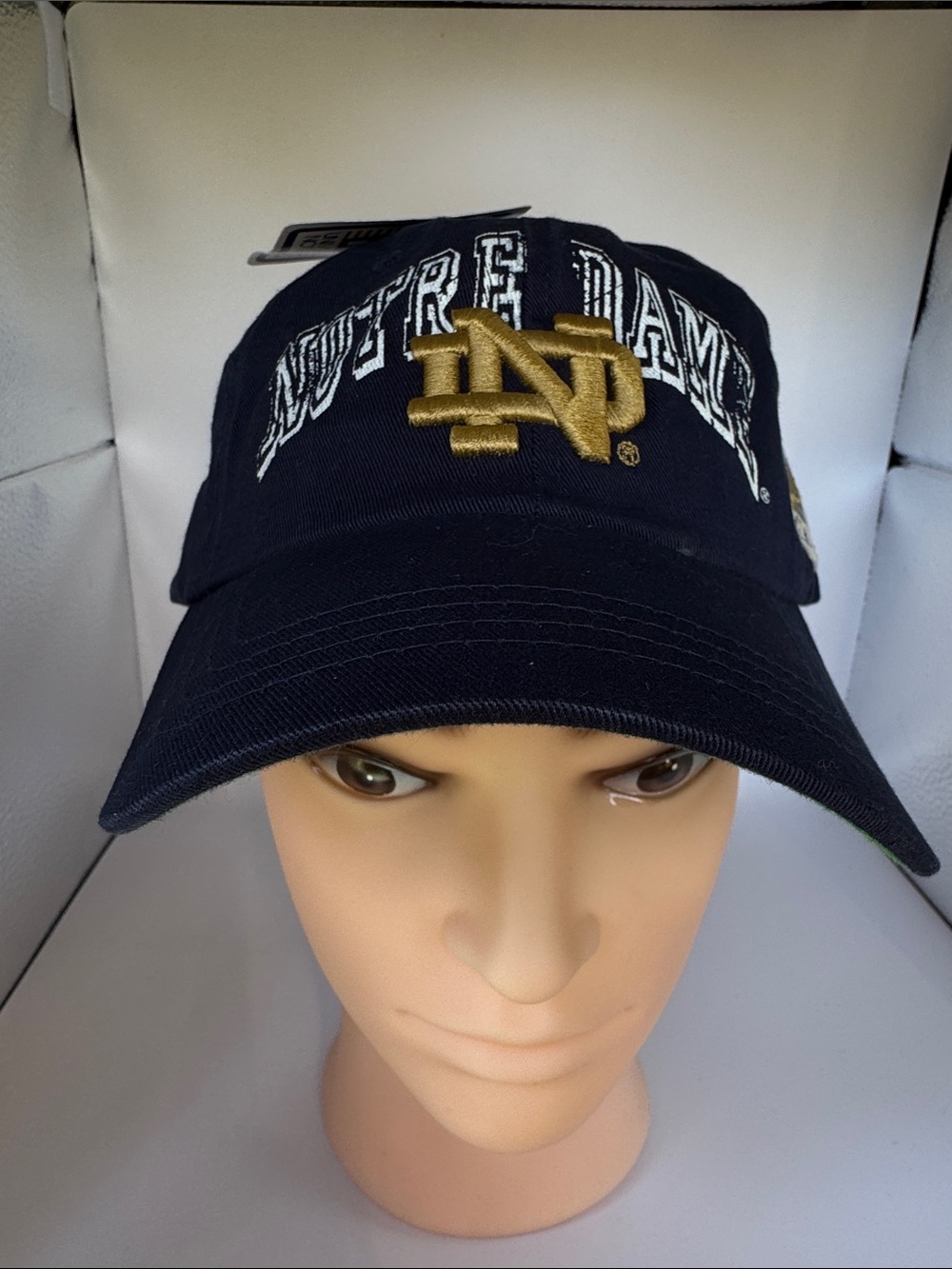Notre Dame Navy Cap with Gold ND Logo Un-Structured Hook And Loop 3-Jacks